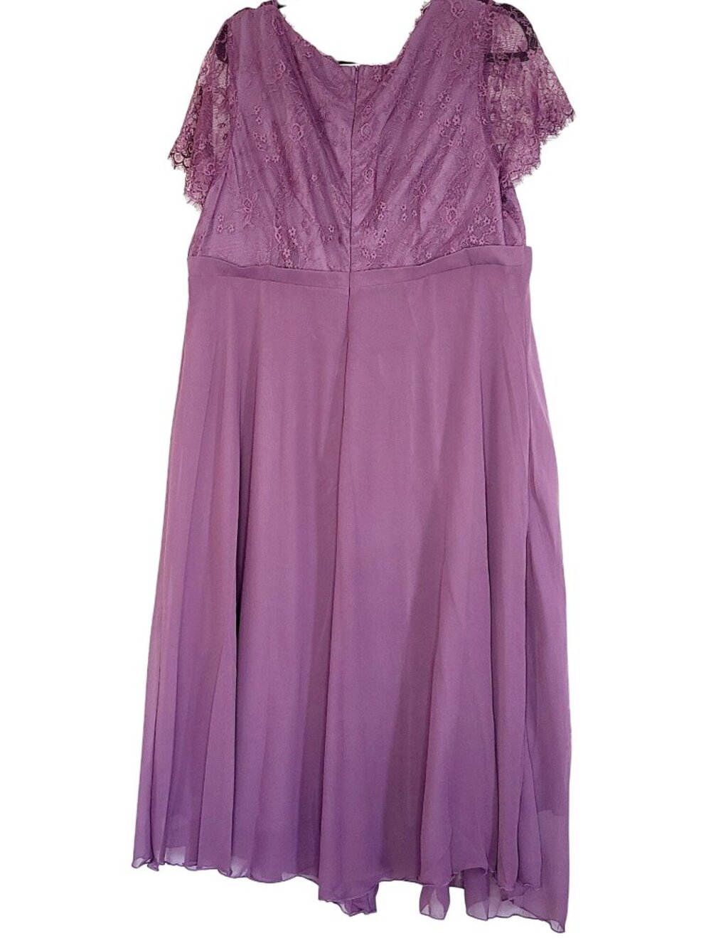 Purple Lace Chiffon Maxi Dress Plus Size 2XL Cap Sleeves & V-Neckline - Picture 3 of 14